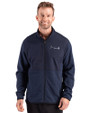 Atlanta Braves Mono Cutter & Buck Hunts Point Epic Comfort Recycled Hybrid Fleece Mens Full Zip Jacket
 Navy Blue Front