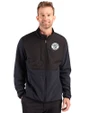 Milwaukee Brewers Mono Cutter & Buck Hunts Point Epic Comfort Recycled Hybrid Fleece Mens Full Zip Jacket
 Black Front