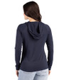 Colorado Rockies Stars & Stripes Cutter & Buck Prospect Epic Confidence Recycled Textured Stretch Womens Hooded Pullover Navy Blue Back