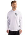 Cleveland Guardians Mono Cutter & Buck Prospect Epic Confidence Recycled Textured Stretch Mens Hooded Pullover White Front