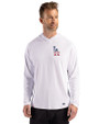 Los Angeles Dodgers Stars & Stripes Cutter & Buck Prospect Epic Confidence Recycled Textured Stretch Mens Hooded Pullover White Front