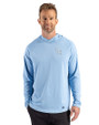 Colorado Rockies Mono Cutter & Buck Prospect Epic Confidence Recycled Textured Stretch Mens Hooded Pullover Atlas Light Blue Front