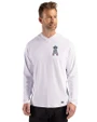 Los Angeles Angels Stars & Stripes Cutter & Buck Prospect Epic Confidence Recycled Textured Stretch Mens Hooded Pullover White Front