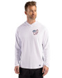 Washington Nationals Stars & Stripes Cutter & Buck Prospect Epic Confidence Recycled Textured Stretch Mens Hooded Pullover White Front