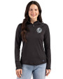 New York Yankees Mono Cutter & Buck Prospect Epic Confidence Recycled Textured Stretch Womens Quarter Zip Black Front