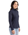 New York Yankees Mono Cutter & Buck Prospect Epic Confidence Recycled Textured Stretch Womens Quarter Zip Navy Blue Side