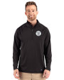 Milwaukee Brewers Mono Cutter & Buck Prospect Epic Confidence Recycled Textured Stretch Mens Quarter Zip Black Front