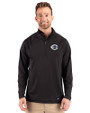 Cincinnati Reds Mono Cutter & Buck Prospect Epic Confidence Recycled Textured Stretch Mens Quarter Zip Black Front