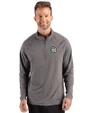 Chicago Cubs Mono Cutter & Buck Prospect Epic Confidence Recycled Textured Stretch Mens Quarter Zip Elemental Grey Front