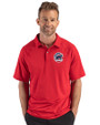 Chicago Cubs Stars & Stripes Cutter & Buck Prospect Epic Confidence Recycled Textured Stretch Mens Sport Polo Red Front