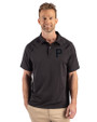 Pittsburgh Pirates Mono Cutter & Buck Prospect Epic Confidence Recycled Textured Stretch Mens Sport Polo Black Front