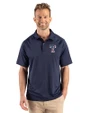 Texas Rangers Stars & Stripes Cutter & Buck Prospect Epic Confidence Recycled Textured Stretch Mens Sport Polo Navy Blue Front