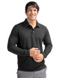 Cutter & Buck Advantage Epic Confidence Recycled Tri-Blend Pique Mens Long Sleeve Polo Black Front