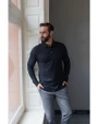 Cutter & Buck Advantage Recycled Cotton-Blend Pique Mens Long Sleeve Polo Black Lifestyle