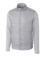 Cutter & Buck Stealth Recycled Hybrid Quilted Mens Windbreaker Jacket Polished Medium Gray Mannequin