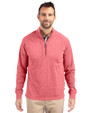 Cutter & Buck Adapt Recycled Soft Knit Stretch Mens Big & Tall Heathered Quarter Zip Pullover Cardinal Red Heather Front