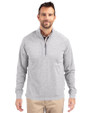 Cutter & Buck Adapt Recycled Soft Knit Stretch Mens Big & Tall Heathered Quarter Zip Pullover Polished Heather Front