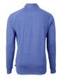 Cutter & Buck Adapt Recycled Soft Knit Stretch Mens Big & Tall Heathered Quarter Zip Pullover Tour Blue Heather Mannequin Back
