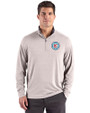 Chicago Fire FC Cutter & Buck Forge Recycled Four-Way Stretch Mens Big & Tall Quarter Zip Pullover Polished Heather Front