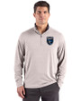 San Jose Earthquakes Cutter & Buck Forge Recycled Four-Way Stretch Mens Big & Tall Quarter Zip Pullover Polished Heather Front