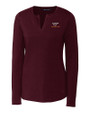 Virginia Tech Hokies Cutter & Buck Long Sleeve Womens Double V-Neck Shirt Bordeaux Mannequin