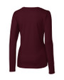 Virginia Tech Hokies Cutter & Buck Long Sleeve Womens Double V-Neck Shirt Bordeaux Mannequin Back