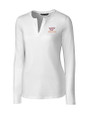 Virginia Tech Hokies Cutter & Buck Long Sleeve Womens Double V-Neck Shirt White Mannequin