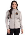 Houston Dynamo FC Cutter & Buck Hunts Point Recycled Fleece Womens Hybrid Full Zip Jacket Polished Medium Gray Front