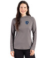 Sporting Kansas City Cutter & Buck Prospect Recycled Featherlight Stretch Womens Hooded Pullover Elemental Grey Front