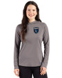 San Jose Earthquakes Cutter & Buck Prospect Recycled  Featherlight Stretch Womens Hooded Pullover Elemental Grey Front