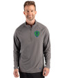 Seattle Sounders FC Cutter & Buck Prospect Recycled Featherlight Stretch Mens Big & Tall Quarter Zip Elemental Grey Front