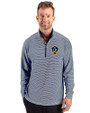 LA Galaxy Cutter & Buck Forge Recycled Double Stripe Four-Way Stretch Mens Quarter Zip Pullover Navy Blue/White Front