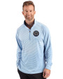 Philadelphia Union Cutter & Buck Forge Recycled Double Stripe Four-Way Stretch Mens Quarter Zip Pullover Atlas/White Front