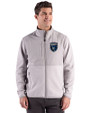 San Jose Earthquakes Cutter & Buck Hunts Point Recycled Fleece Mens Hybrid Full Zip Jacket
 Polished Medium Gray Front