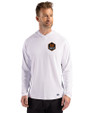 Houston Dynamo FC Cutter & Buck Prospect Recycled Featherlight Stretch Mens Hooded Pullover White Front