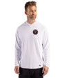 Inter Miami CF Cutter & Buck Prospect Recycled Featherlight Stretch Mens Hooded Pullover White Front