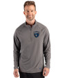 San Jose Earthquakes Cutter & Buck Prospect Recycled Featherlight Stretch Mens Quarter Zip Elemental Grey Front
