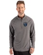 San Jose Earthquakes Cutter & Buck Prospect Recycled Featherlight Stretch Mens Quarter Zip Elemental Grey Front