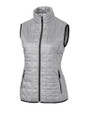 Cutter & Buck Rainier Recycled Insulated Puffer Womens Full Zip Vest Polished Medium Gray Mannequin