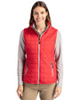 Cutter & Buck Rainier Recycled Insulated Puffer Womens Full Zip Vest Red Front