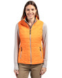 Cutter & Buck Rainier Recycled Insulated Puffer Womens Full Zip Vest Satsuma Front