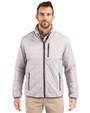 Cutter & Buck Rainier Recycled Insulated Puffer Mens Big & Tall Full Zip Jacket Polished Medium Gray Front