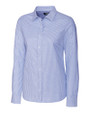 Cutter & Buck Easy Care Stretch Oxford Stripe Womens Long Sleeve Button Down Shirt French Blue Mannequin