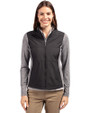 Cutter & Buck Stealth Recycled Hybrid Quilted Womens Windbreaker Jacket Black Front