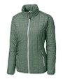 Cutter & Buck Rainier Recycled Insulated Puffer Womens Full Zip Jacket Hunter Melange Mannequin