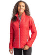 Cutter & Buck Rainier Recycled Insulated Puffer Womens Full Zip Jacket Red Front