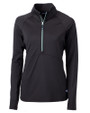 Cutter & Buck Adapt Recycled Soft Knit Stretch Womens Half Zip Pullover Black/Hunter Mannequin