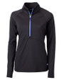 Cutter & Buck Adapt Recycled Soft Knit Stretch Womens Half Zip Pullover Black/Tour Blue Mannequin