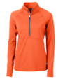 Cutter & Buck Adapt Recycled Soft Knit Stretch Womens Half Zip Pullover College Orange Mannequin