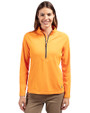 Cutter & Buck Adapt Recycled Soft Knit Stretch Womens Half Zip Pullover Orange Burst Front